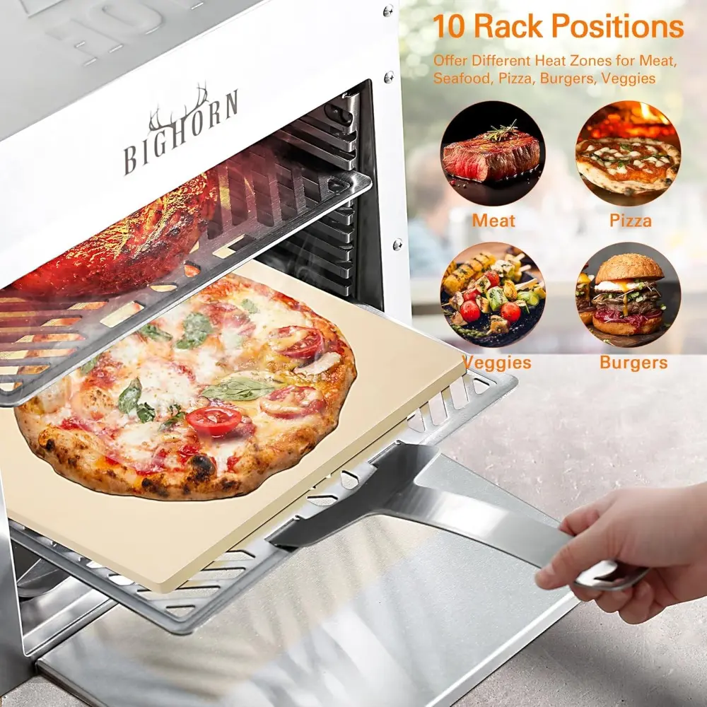 1500°F Small Infrared Propane Gas Grill – Portable Steak Broiler & Sear Station, Outdoor Salamander BBQ with Pizza Stone, Stain
