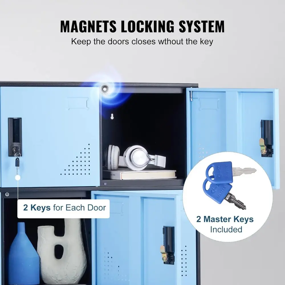 Metal 9 Doors Cabinet with Card Slot, Employee Keys, 66lbs Loading Capacity Storage Lockers for Office, Home, School, Gym, Blac