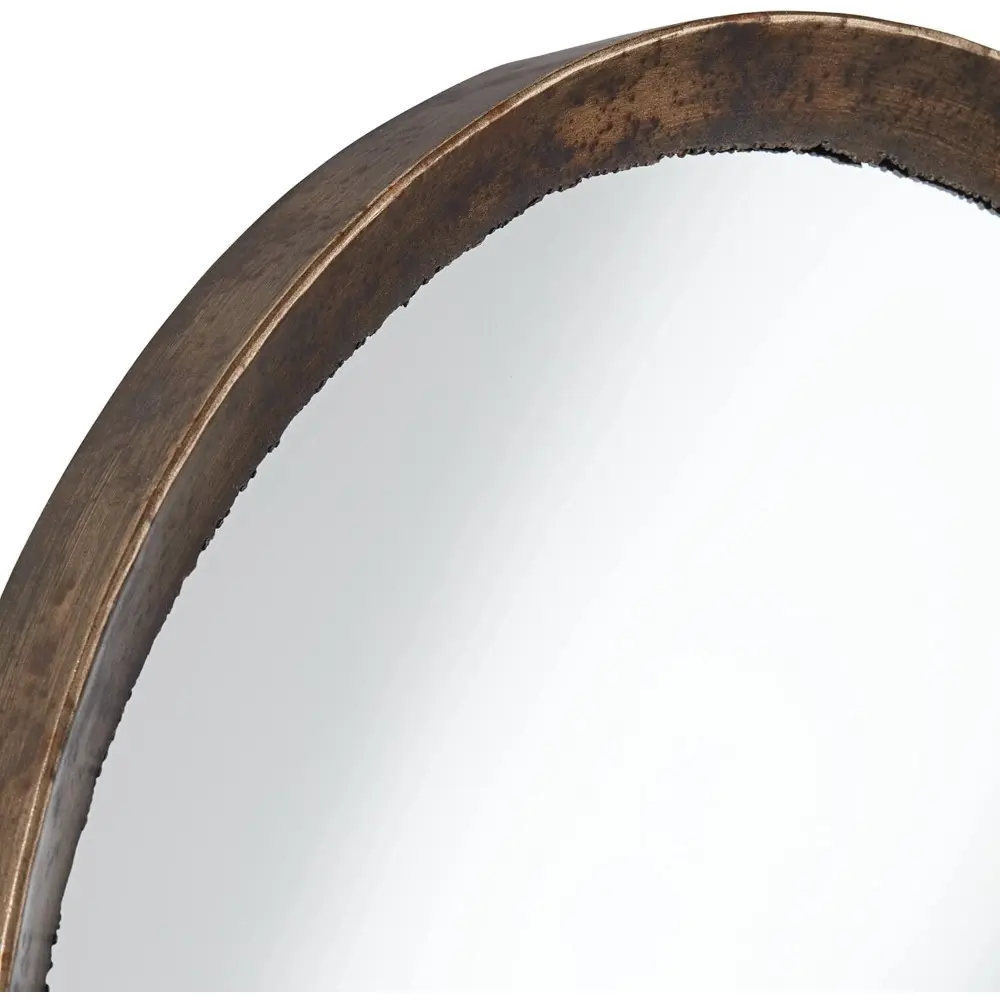 Tortin Round Vanity Decorative Wall Mirror Rustic Vintage Multi-Tonal Hammered Jagged Metal Frame 34" Wide Decor for Bathroom B