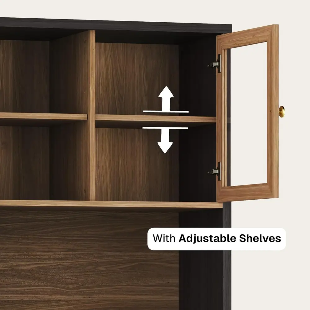 Tall Kitchen Pantry Cabinet, Freestanding Hutch for Kitchen Storage, Adjustable Shelves, Space-Saving Organizing Storage, Class