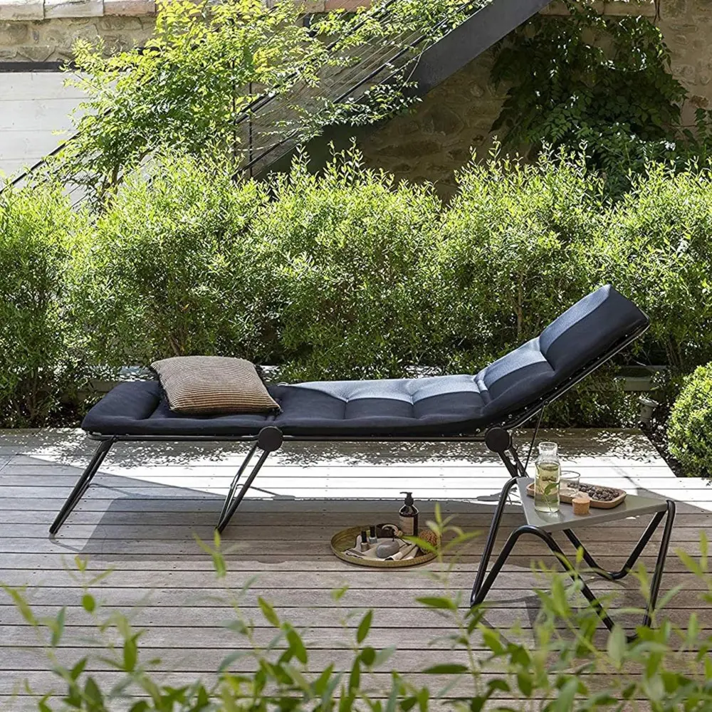 Siesta Sunbed Aircomfort (Acier Black) Padded Pool Chaise Lounge w/ Steel tubing