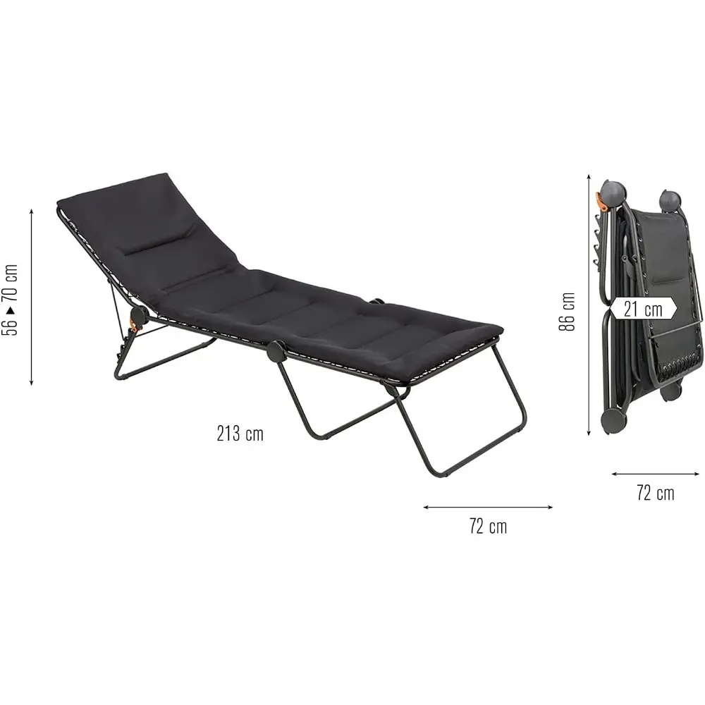 Siesta Sunbed Aircomfort (Acier Black) Padded Pool Chaise Lounge w/ Steel tubing