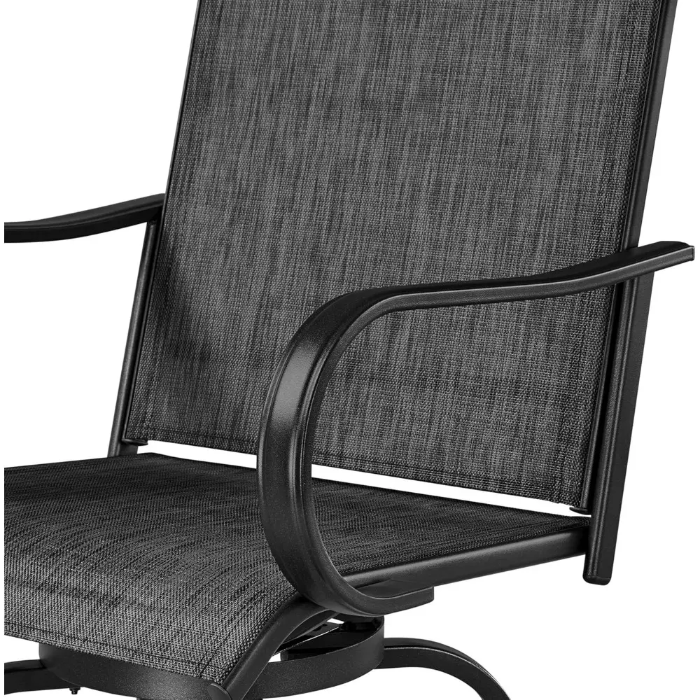 Yaheetech 3 Pieces Outdoor Swivel Bar Set, Patio Swivel Bar Stools Set with High Back/Armrest/Footrest Chairs and Tempered Glass