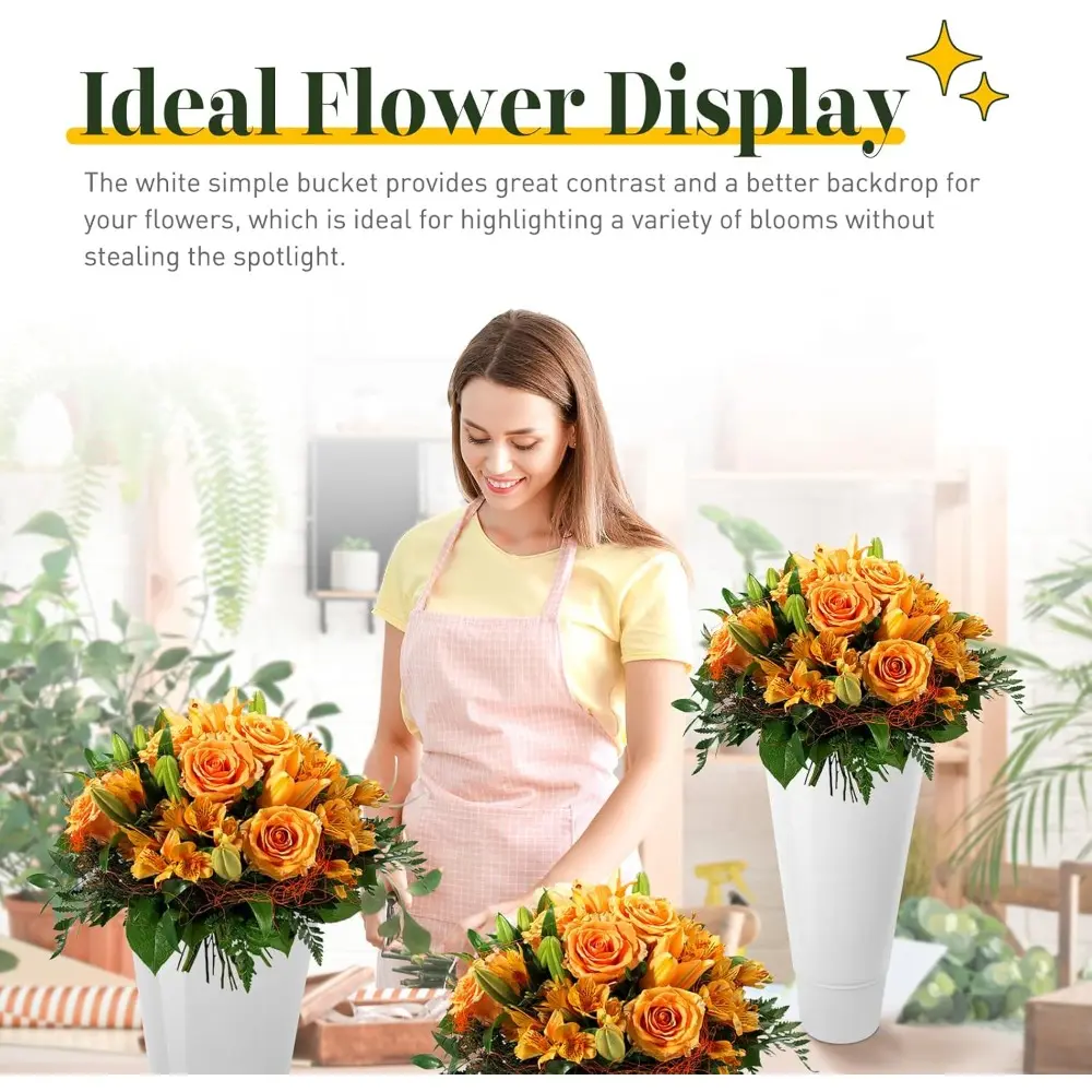 3 Tier Flower Display Stands with Wheels, Indoor Outdoor Plant Stand Metal Flower Shelf Flower Bucket Holder Heavy Duty Moving