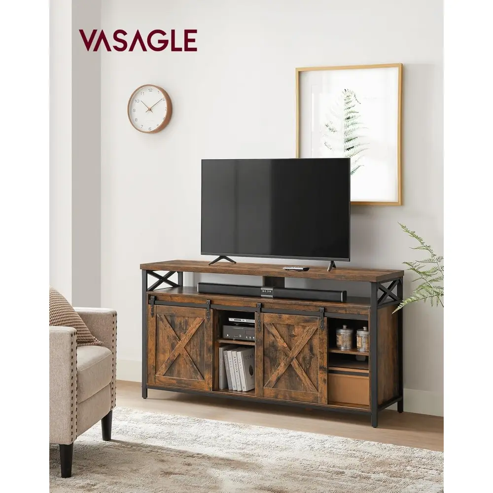 TV Stand for 65 Inch TV, Entertainment Center, TV Table and Console, TV Cabinet with Adjustable Shelves, Industrial Design, Rus