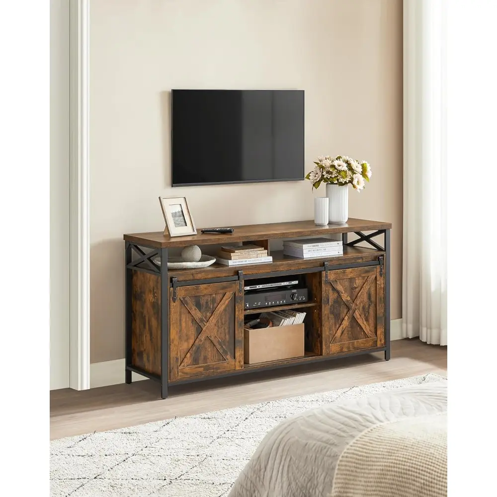 TV Stand for 65 Inch TV, Entertainment Center, TV Table and Console, TV Cabinet with Adjustable Shelves, Industrial Design, Rus
