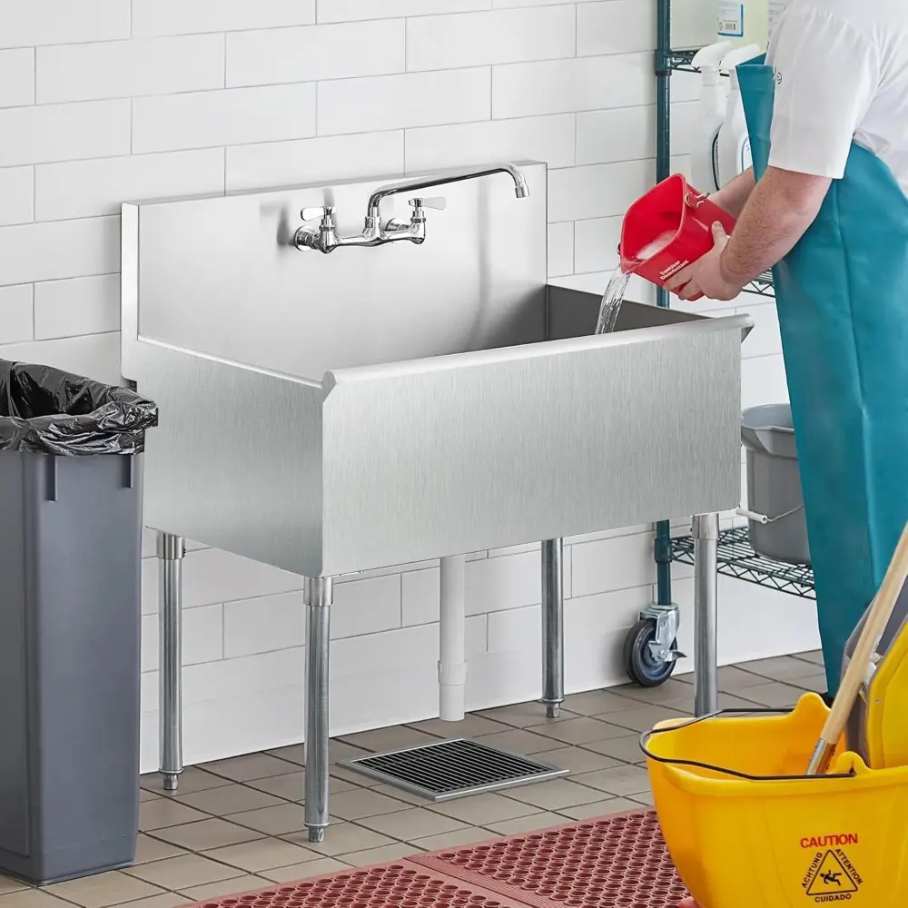 Commercial Stainless Steel Utility Sink 36" x 24" x 13", Free Standing Kitchen, Garage, Laundry, Restaurant, Outdoor Sink For 8"