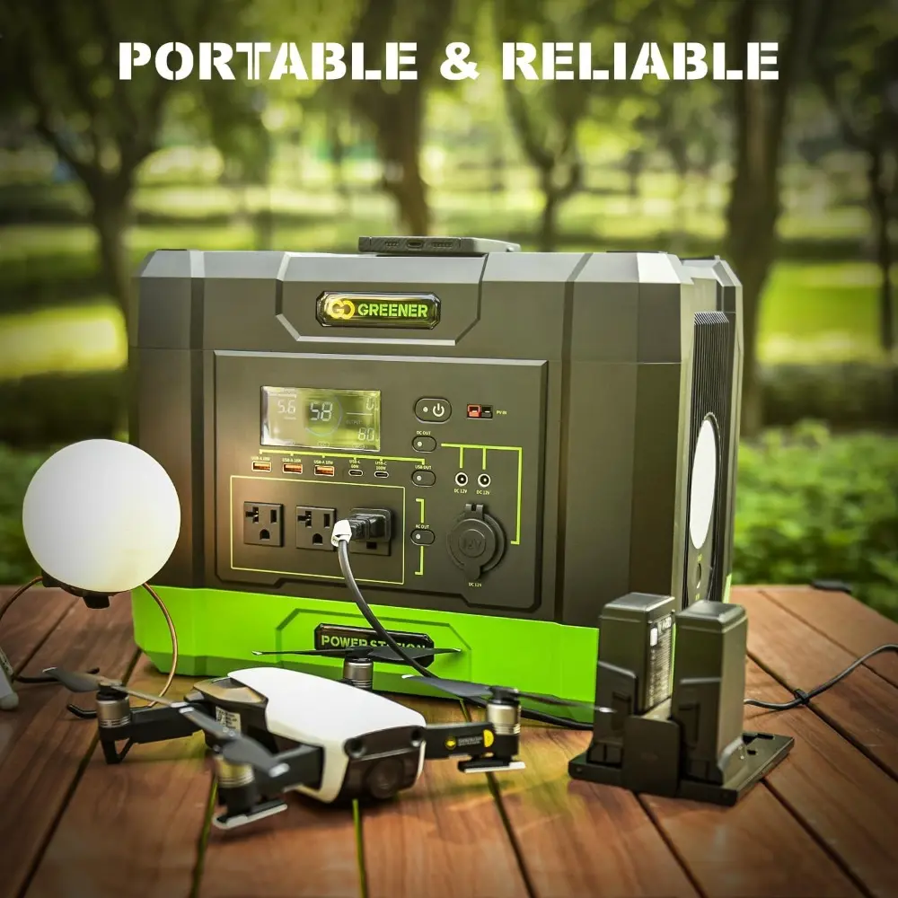 1030Wh Portable Power Station | 1000W(Peak:2000W) Camping Solar Generator(Solar Panel Not Included) | Lithium Battery Power | wi