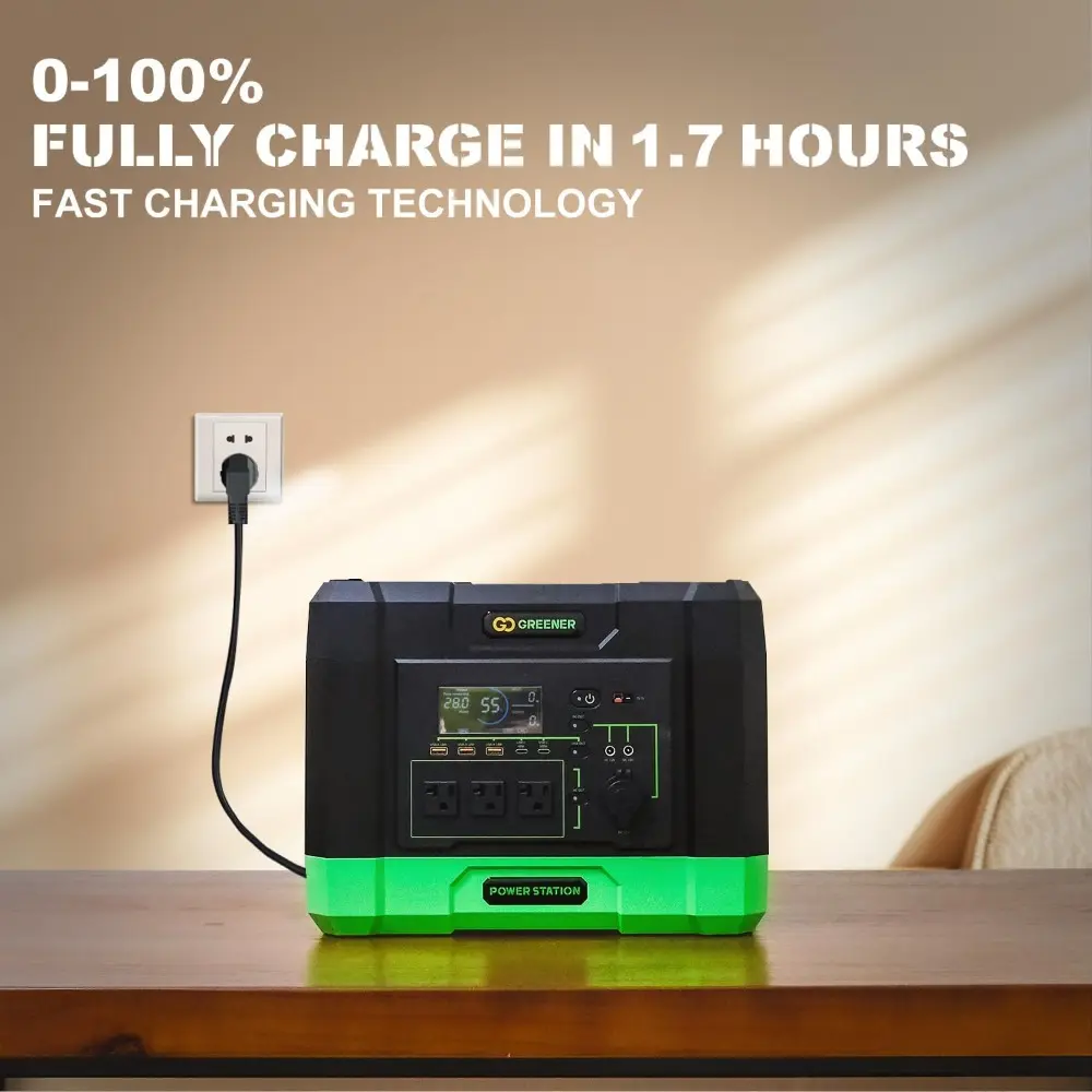 1030Wh Portable Power Station | 1000W(Peak:2000W) Camping Solar Generator(Solar Panel Not Included) | Lithium Battery Power | wi