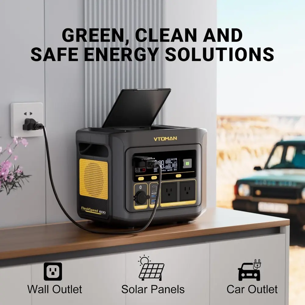 FlashSpeed 600 Portable Power Station with 110W Solar Panel, 499Wh 600W (Peak 1200W), LiFePO4 Battery Solar Generator for Home
