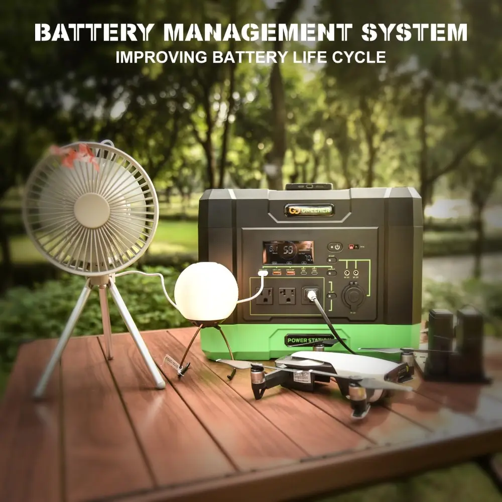 1030Wh Portable Power Station | 1000W(Peak:2000W) Camping Solar Generator(Solar Panel Not Included) | Lithium Battery Power | wi