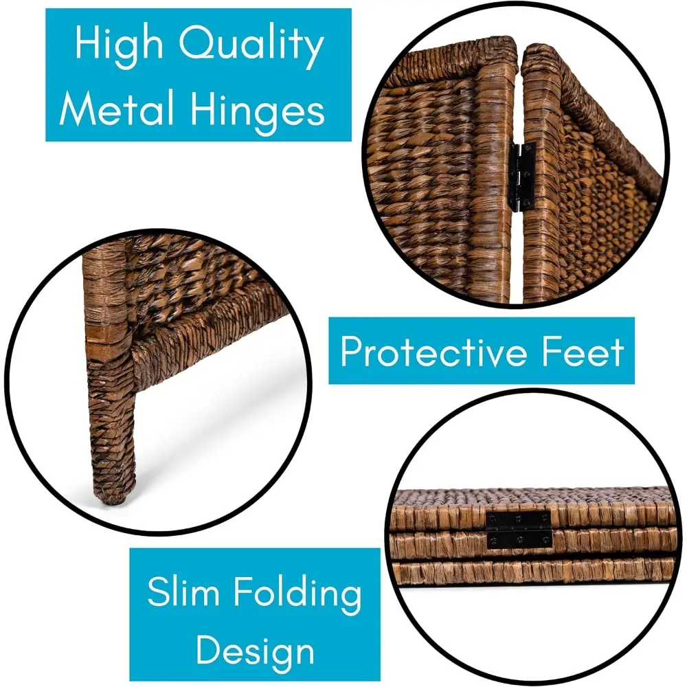 3 Panel Seagrass Room Divider - Handwoven Abaca Folding Privacy Screen, Tall Freestanding Separator for Living Room & Bedroom,