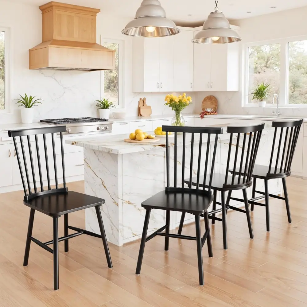 Dining Chairs Set of 4 Wooden Dining Chair Farmhouse Spindle Back Kitchen Chairs Windor Dining Chairs for Kitchen, Living Room,
