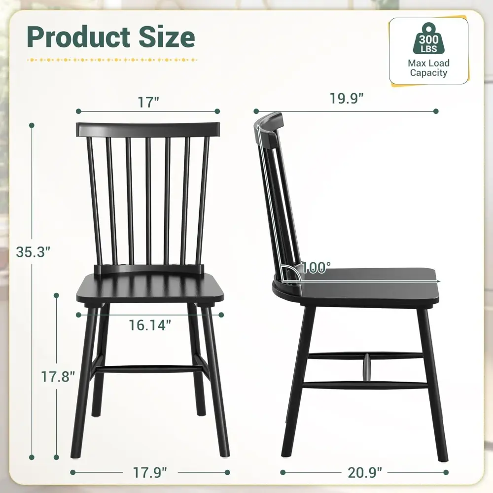 Dining Chairs Set of 4 Wooden Dining Chair Farmhouse Spindle Back Kitchen Chairs Windor Dining Chairs for Kitchen, Living Room,