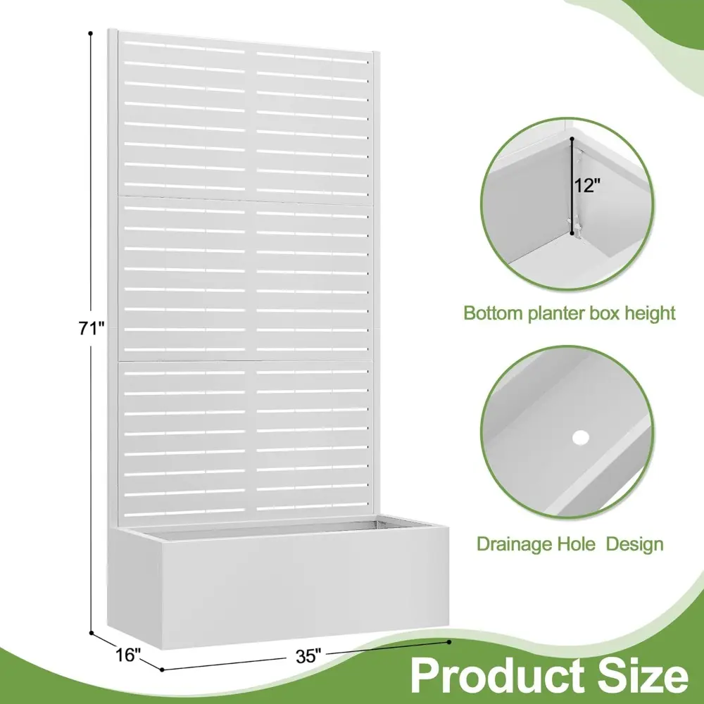 Trellis for Climbing Plants Outdoor，Mental Garden Bed with Drainage Holes Outdoor Privacy Screen Design Tall planters for herb F