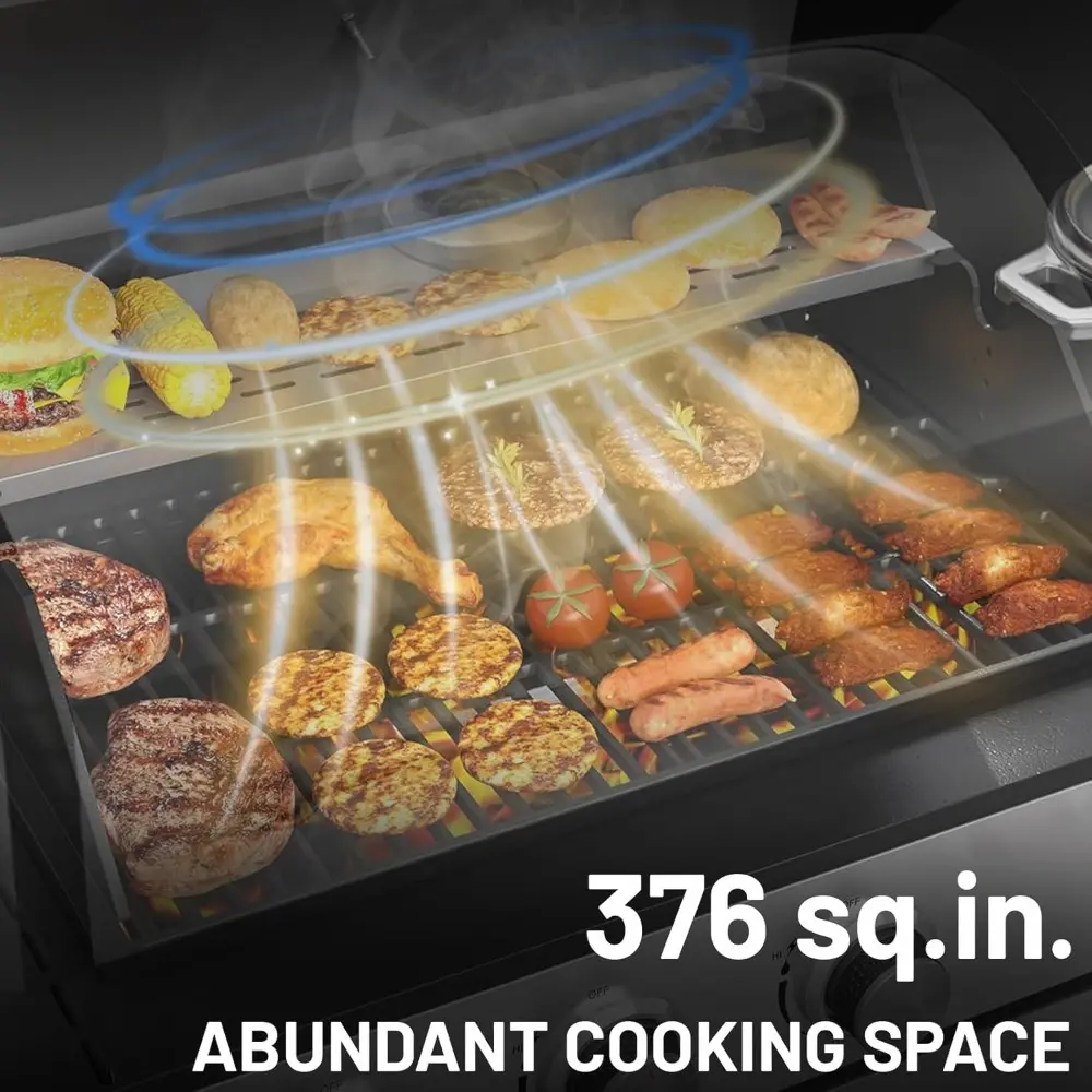 3-Burner Propane Gas BBQ Grill with Side Burner, 40,500 BTU Stainless Steel Gas Grill with Rain Cover for Outdoor, Camping, Barb