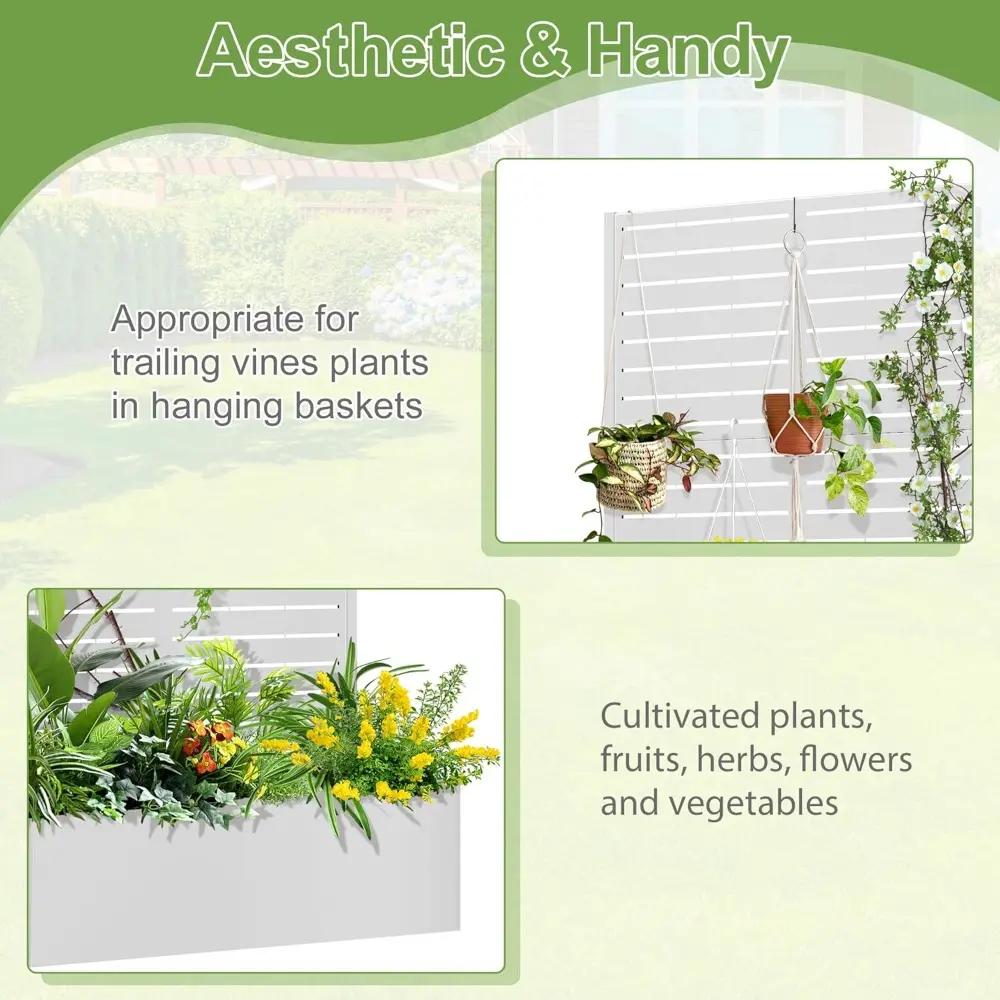 Trellis for Climbing Plants Outdoor，Mental Garden Bed with Drainage Holes Outdoor Privacy Screen Design Tall planters for herb F