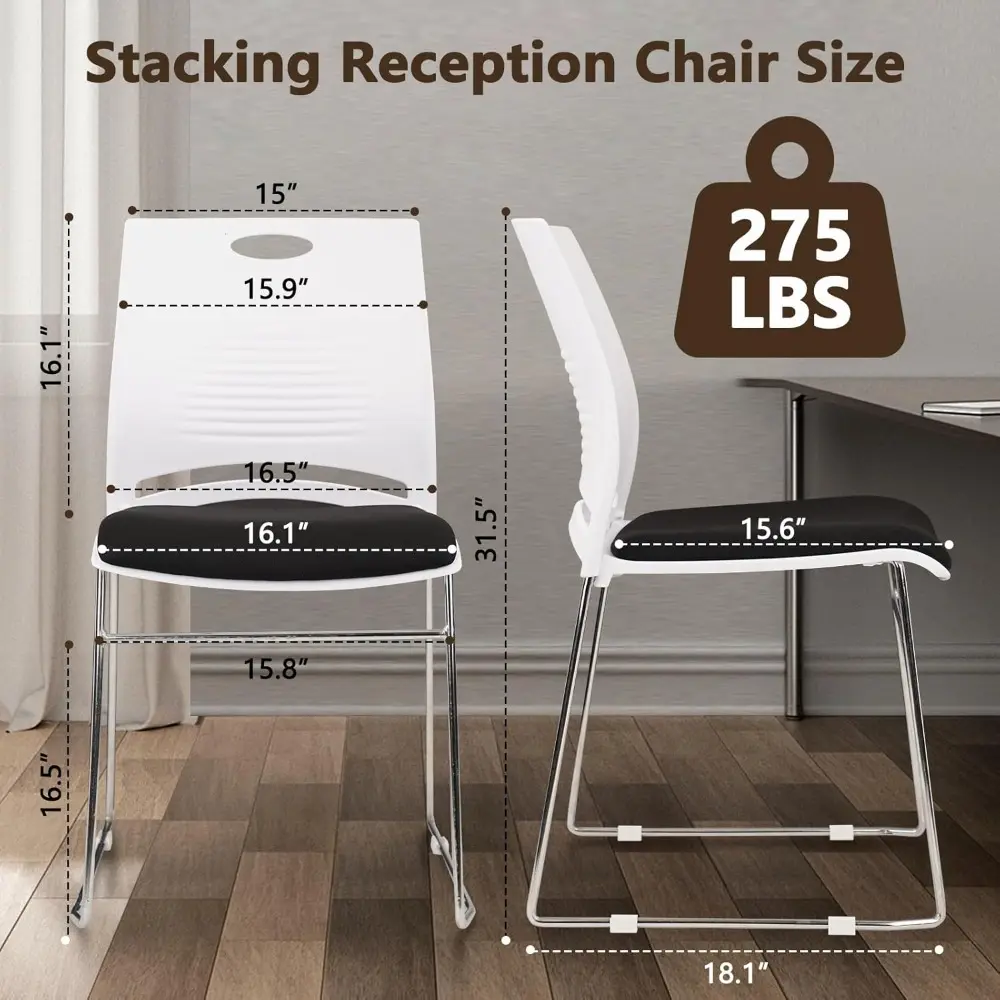 Stacking Home Office Guest Chair, Reception Stackable Chairs with Metal Sled Base, Conference Lobby Waiting Training School Kit