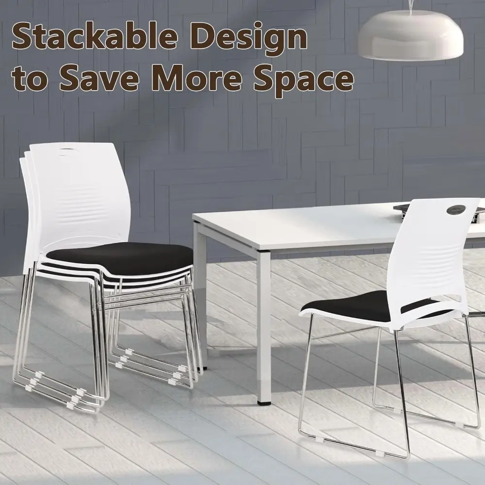 Stacking Home Office Guest Chair, Reception Stackable Chairs with Metal Sled Base, Conference Lobby Waiting Training School Kit
