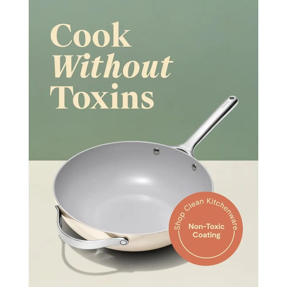 Non-Stick Stir Fry Pan - 12” Wok-Inspired Pan - Free From Forever Chemicals High-Sloped Walls Stainless Steel Handles
