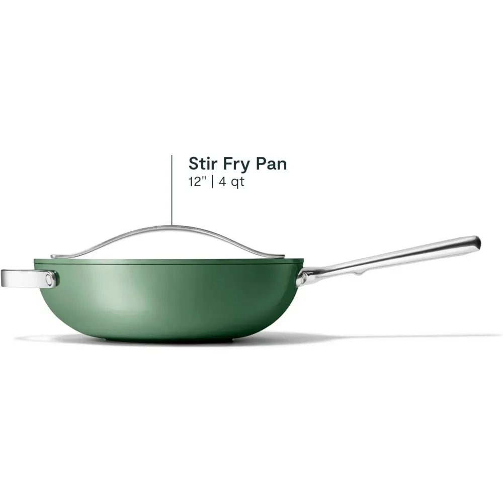 Non-Stick Stir Fry Pan - 12” Wok-Inspired Pan - Free From Forever Chemicals High-Sloped Walls Stainless Steel Handles