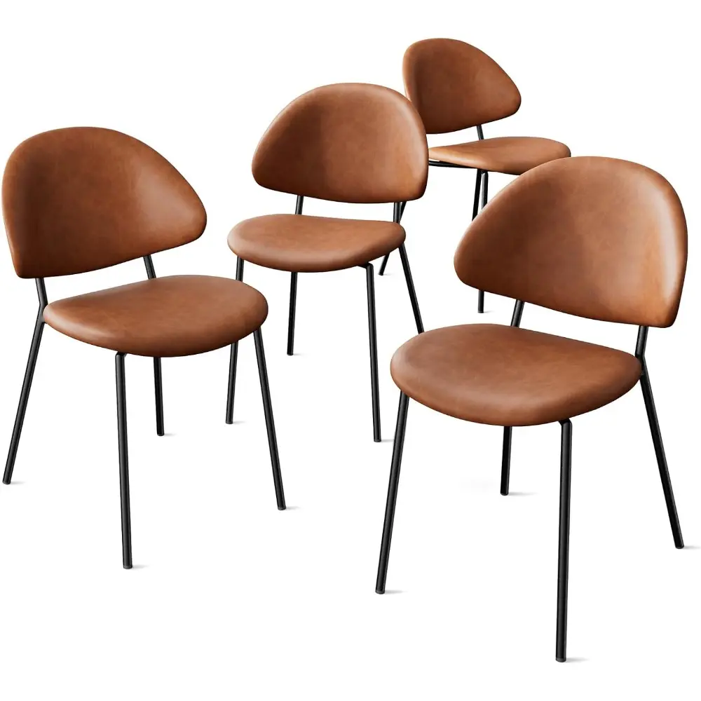 Dining Chairs Set of 4, Modern Side Chairs for Kitchen Dining Room Café or Restaurant, Comfortable Upholstered PU Leather Dinin