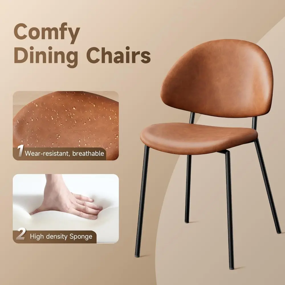 Dining Chairs Set of 4, Modern Side Chairs for Kitchen Dining Room Café or Restaurant, Comfortable Upholstered PU Leather Dinin