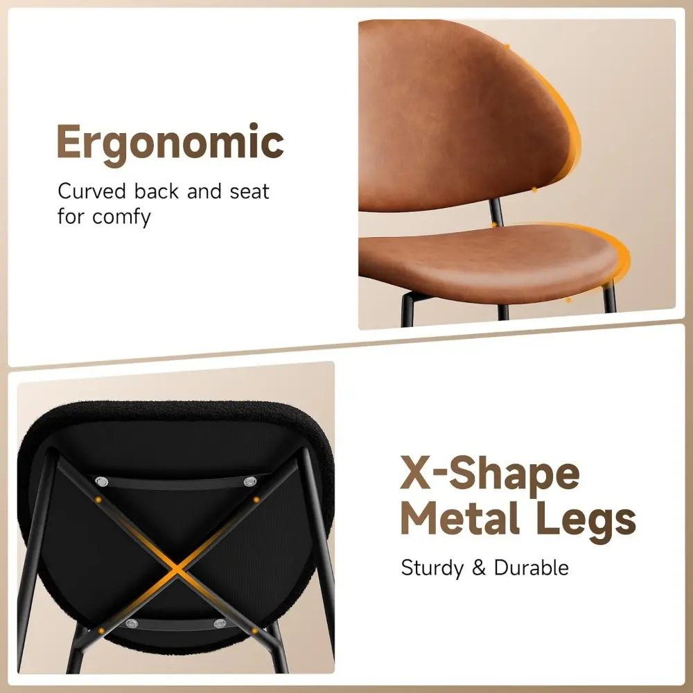 Dining Chairs Set of 4, Modern Side Chairs for Kitchen Dining Room Café or Restaurant, Comfortable Upholstered PU Leather Dinin