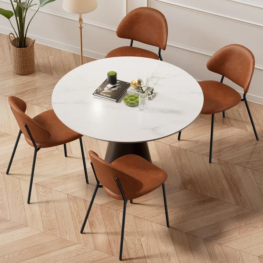 Dining Chairs Set of 4, Modern Side Chairs for Kitchen Dining Room Café or Restaurant, Comfortable Upholstered PU Leather Dinin