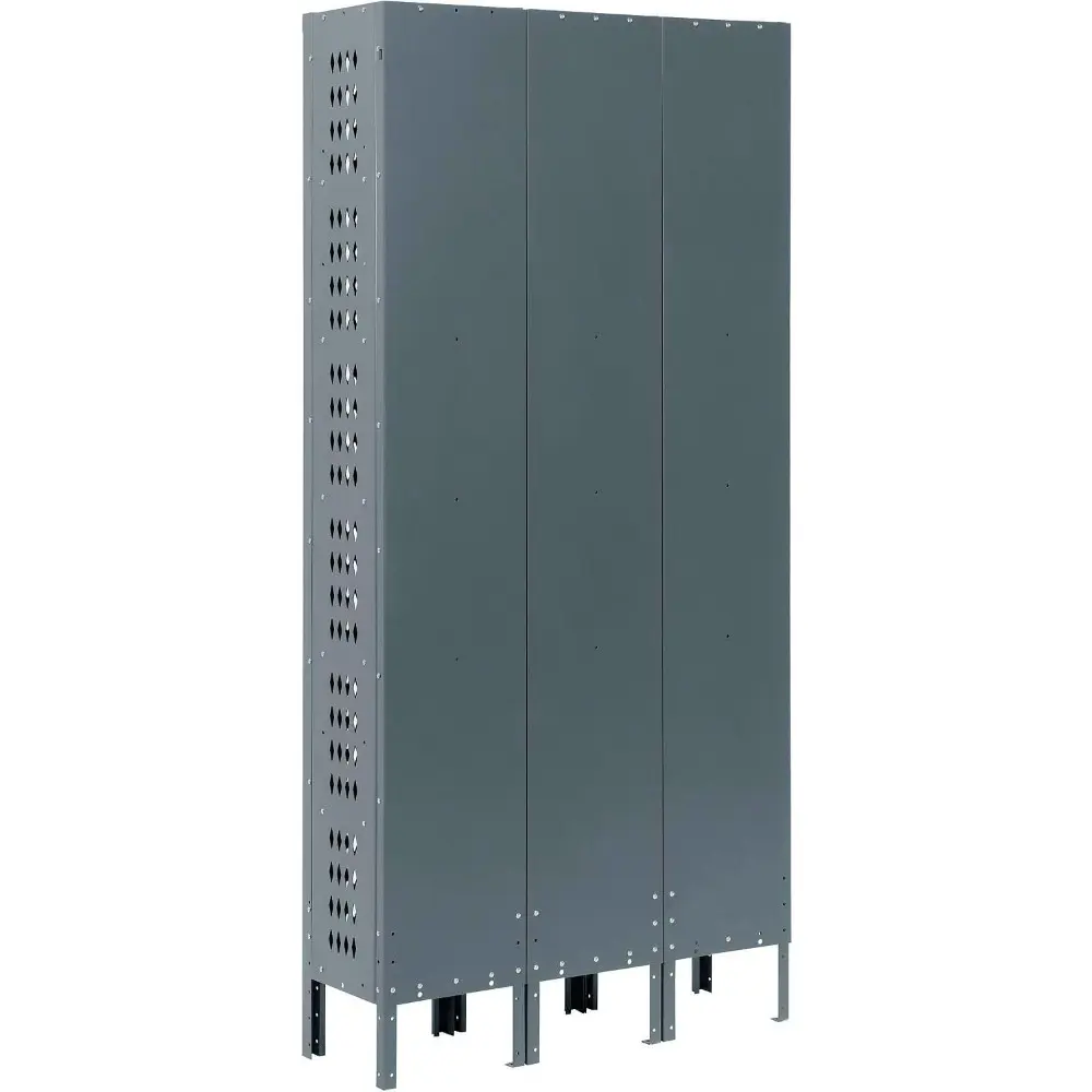 Heavy Duty Ventilated Steel Locker, Six Tier, 3-Wide, 12x18x12, Unassembled, Gray