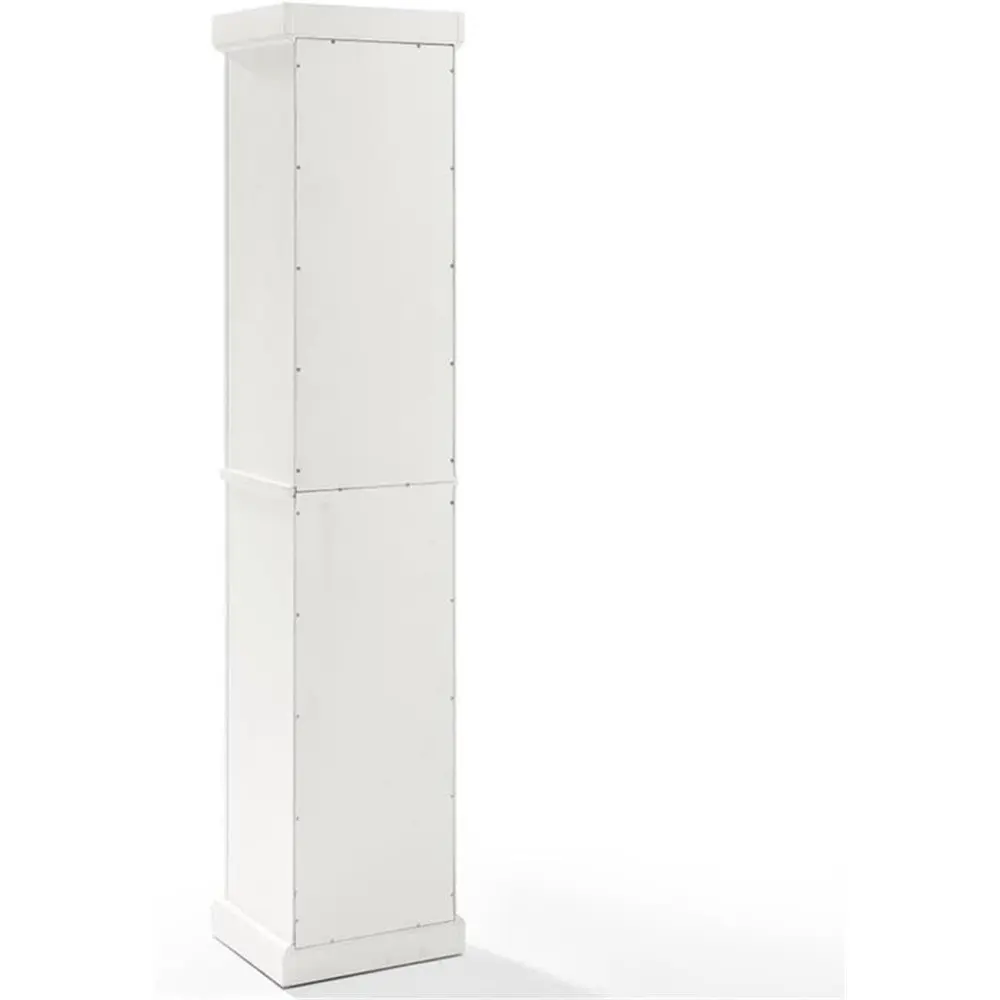 Seaside Tall Linen Storage Cabinet and Bathroom Organizer with a Drawer and Shelves, Distressed White