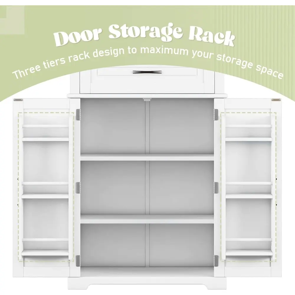 Harper & Bright Designs Storage Cabinet, 72 Inch Freestanding Floor Bathroom Storage Cabinet with 2 Double-Door, One Drawer and