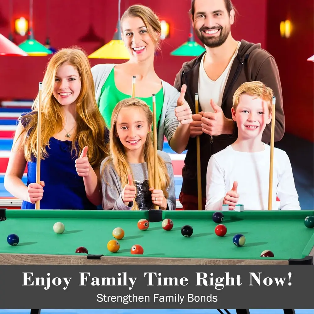 Folding Pool Table, Portable Billiard Game Tables for Kids and Adults, Mini Pool Table with Locking Legs, Adjustable Feet, Balls