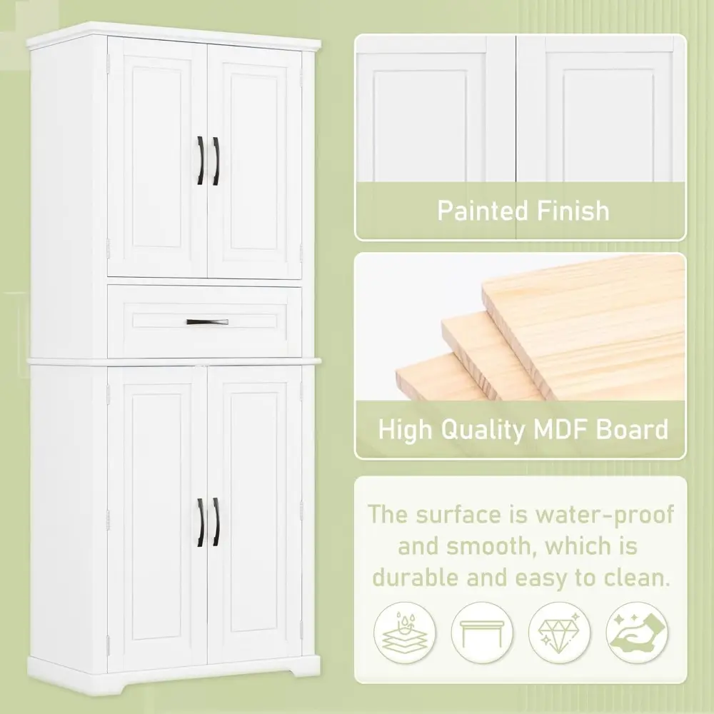 Harper & Bright Designs Storage Cabinet, 72 Inch Freestanding Floor Bathroom Storage Cabinet with 2 Double-Door, One Drawer and