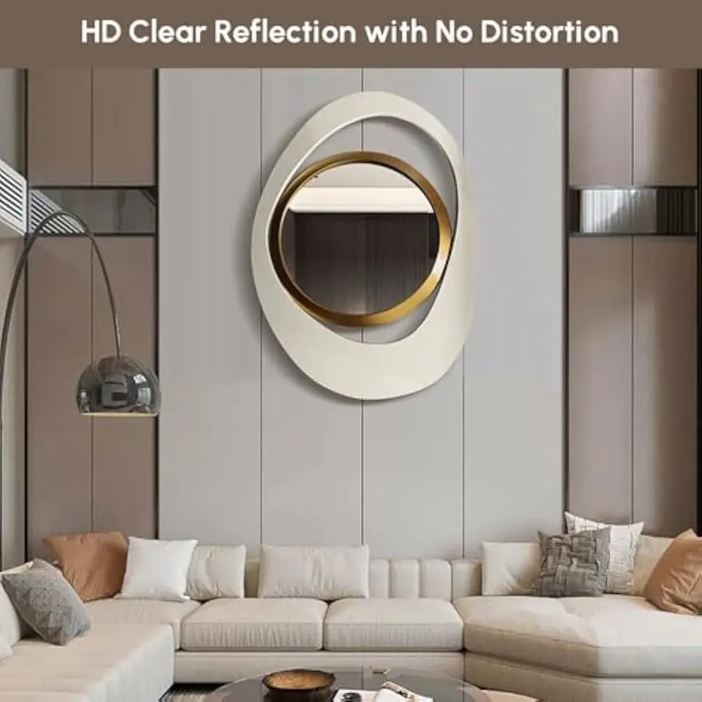 Geometry Decorative Wall Mirror Modern 23.6" Large Irregular Wall Mirror Decor Abstract Mirror for Living Room, Bedroom, Dining