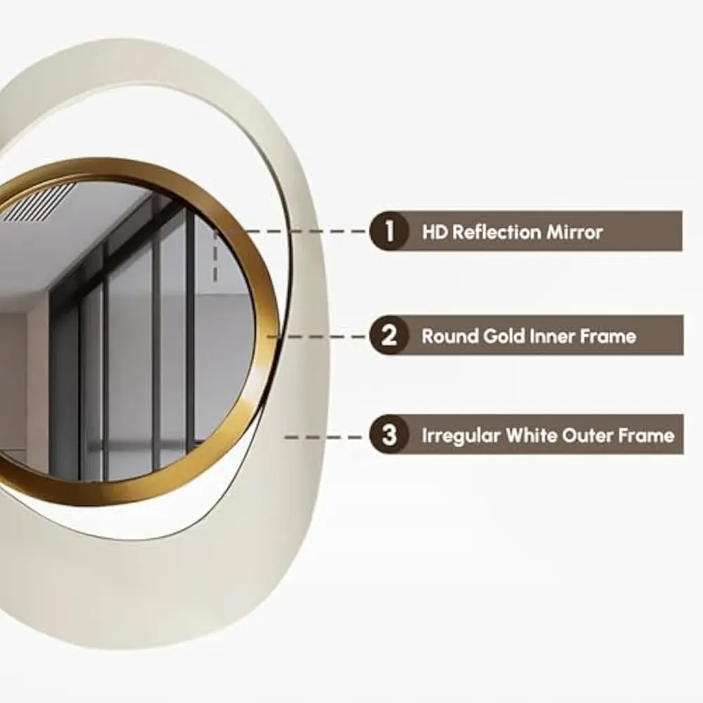 Geometry Decorative Wall Mirror Modern 23.6" Large Irregular Wall Mirror Decor Abstract Mirror for Living Room, Bedroom, Dining