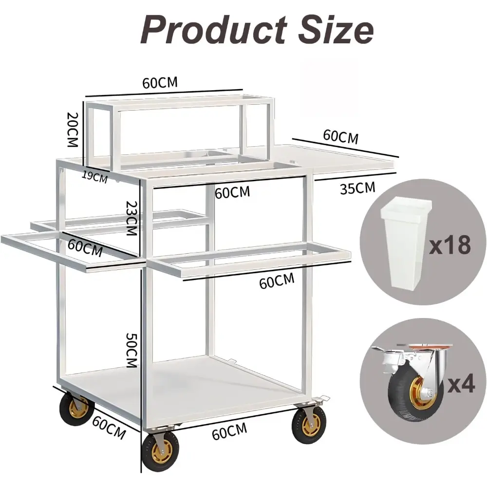 Outdoor Flower Display Stand Flower Cart with 18 Buckets Plant Stand Heavy Duty Garden Cart Display Florist, Patio Garden Flower