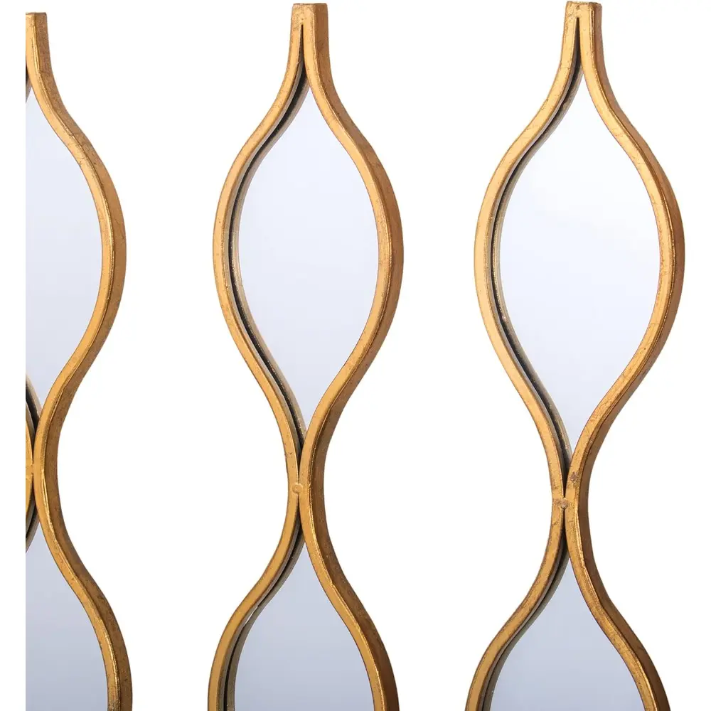 Tear Drop Mirror Wall Decor Set of 5, Gold Living Room Mirror Sets, Decorative Long Skinny Mirrors for Wall
