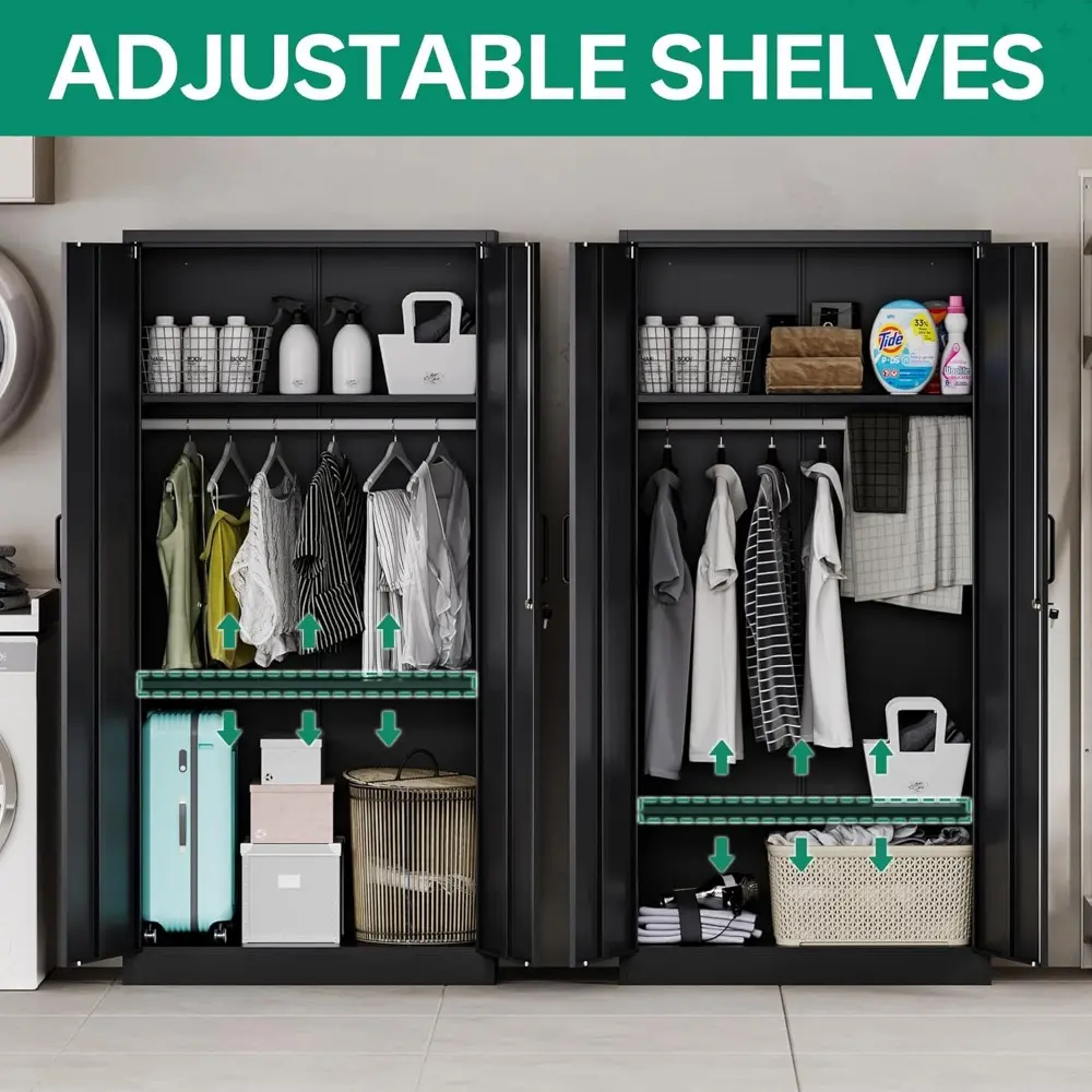 Metal Wardrobe Cabinets with Lock,Clothing Locker 72" X 36" X 18" Storage Cabinets for Home Room,Fire Department, School, Emplo