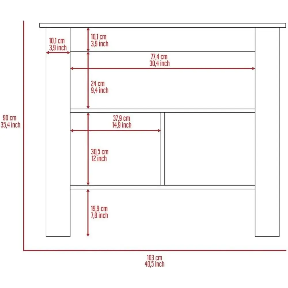 Brooklyn Kitchen Island, White, Surface Color Onix, with Three Uncovered Shelves. for Kitchen Room
