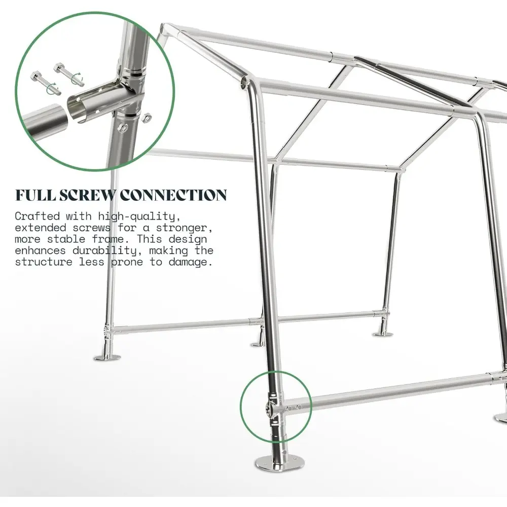 Carport 12x12 Portable Garage, Heavy Duty Car Canopy with Roll-up Ventilated Windows, Removable Sidewalls & Doors, Waterproof U