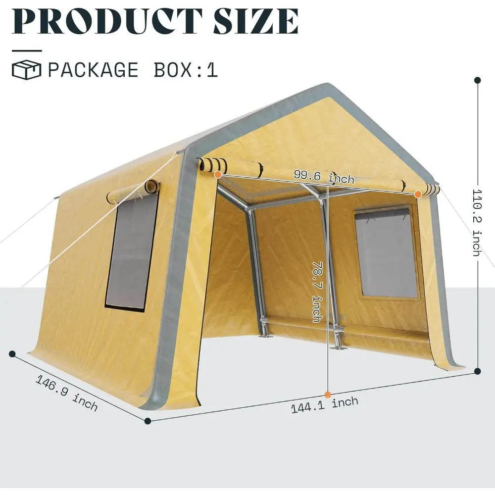 Carport 12x12 Portable Garage, Heavy Duty Car Canopy with Roll-up Ventilated Windows, Removable Sidewalls & Doors, Waterproof U