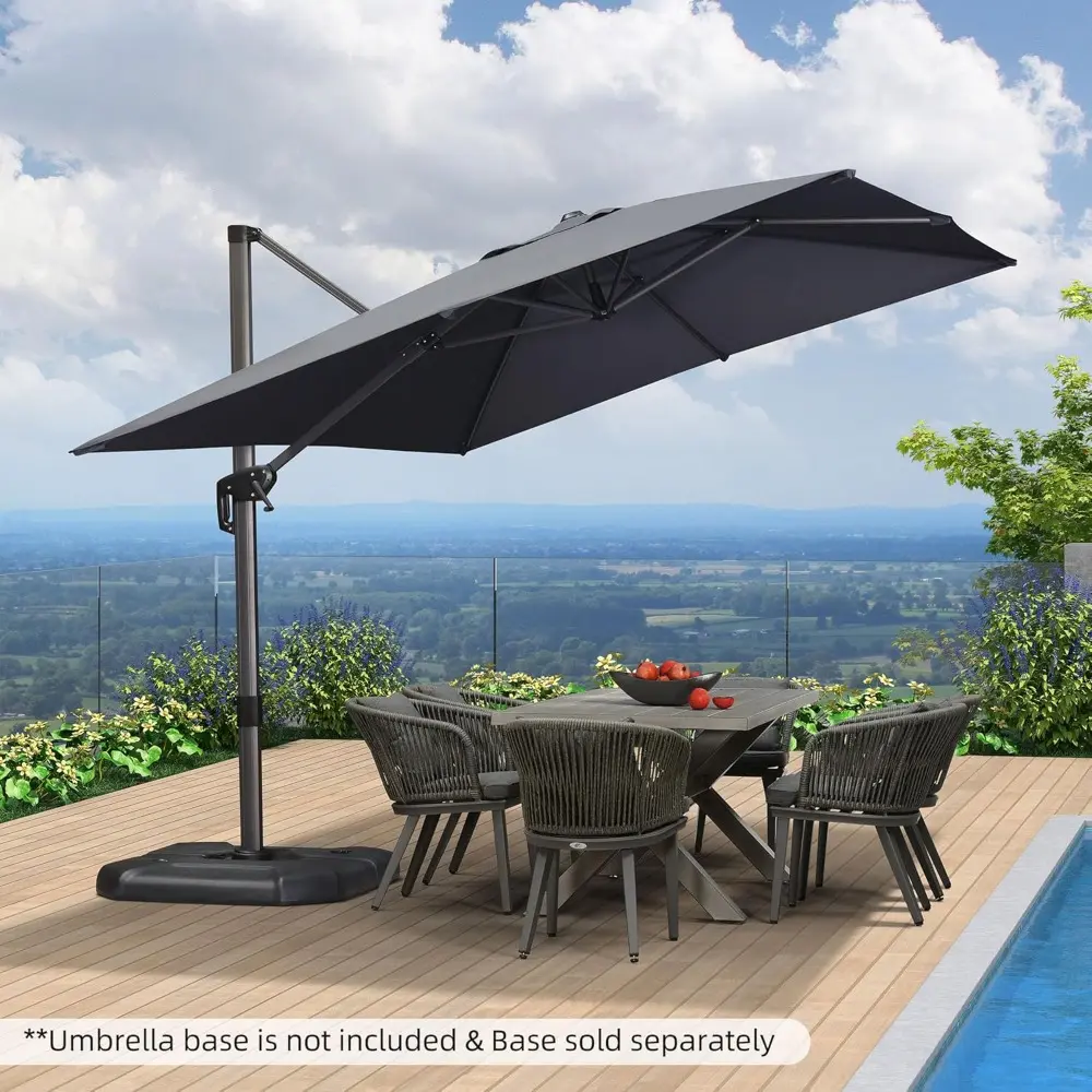 9' X 11.5' Patio Umbrella Outdoor Cantilever Rectangle Umbrella Aluminum Offset Umbrella with 360-degree Rotation for Garden De