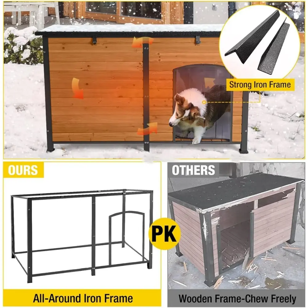 59" Large Dog House 100% Insulated Dog Kennel with Liner for Winter,Waterpoof for Outdoor & Indoor Use.