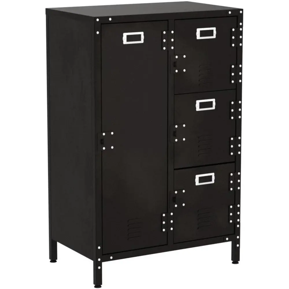 Steel Wardrobe Cabinet Locker, Rustic Metal Storage Cabinet with Shelf, Lockable Doors and Hanging Rod, Industrial Locker for L