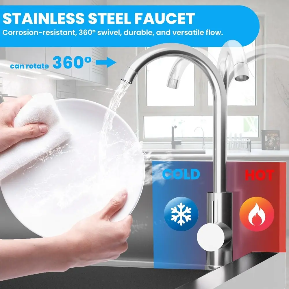 Stainless kitchen sink,Trinity stainless steel multi-function sink,multi-layer sealed drain with removable filter basket,47.3" x