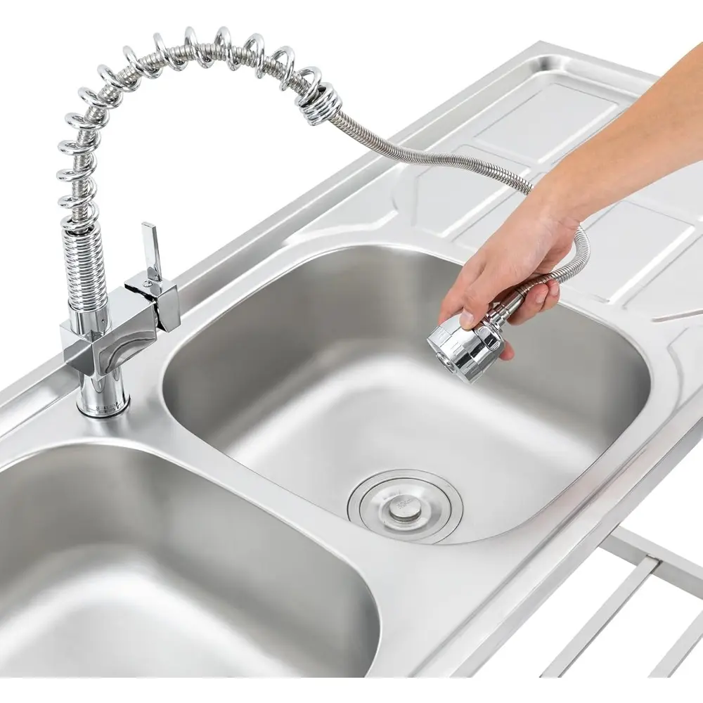 Commercial Freestanding Sink with 2 Compartments Stainless Steel Restaurant Kitchen Sink w/Faucet & Drainboard, Prep & Utility D