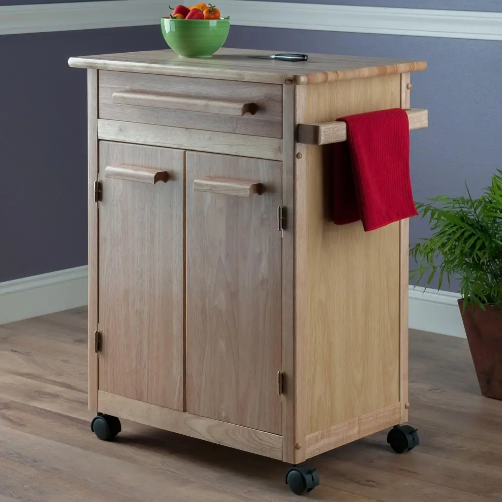 Wood Kitchen Cart, Natural, Single Drawer (82027)