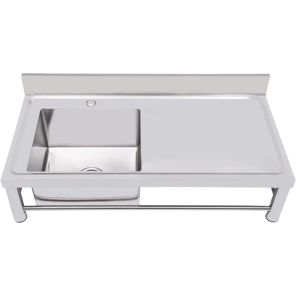 Commercial Stainless Steel Sink, Free Standing Prep Table Utility Sink, Silver Sink with Countertop for Outdoor Indoor Garage Ki