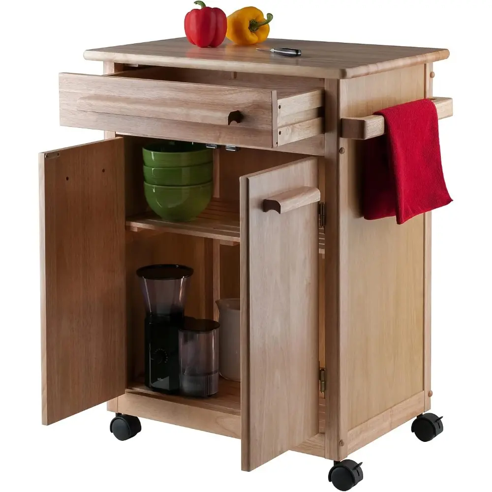 Wood Kitchen Cart, Natural, Single Drawer (82027)